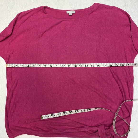 J. Jill tie-front linen blend knit short sleeve top fuchsia pink - Picture 4 of 5